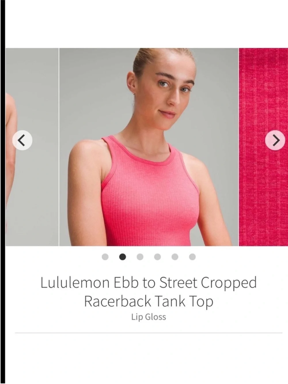 Lululemon Ebb To Street Cropped Racerback Tank Top Lip Gloss Pink Sz 4
